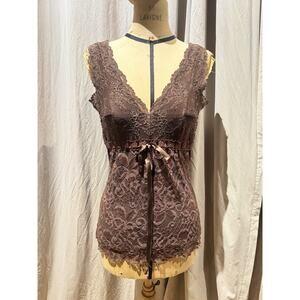 Ann Ferriday VTG Stock Seamed Bodice Lace Cami M